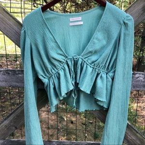 Urban Outfitters Bell Sleeve, Tie Front Shirt